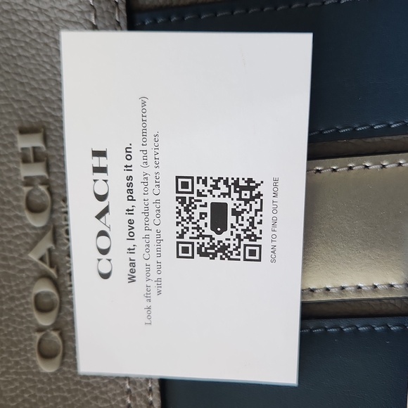 Coach Houston Grey Silver Blue Sling Backpack Leather Unisex Varsity Stripe NWT - Picture 9 of 16